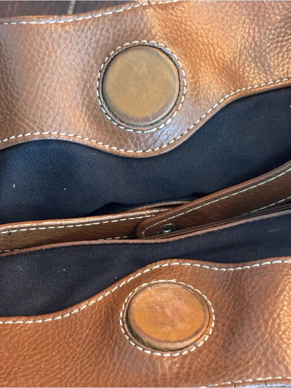 TIGNANELLO Satchel Tote Bag Caramel Leather Double Handle Magnet Closure - Picture 7 of 9